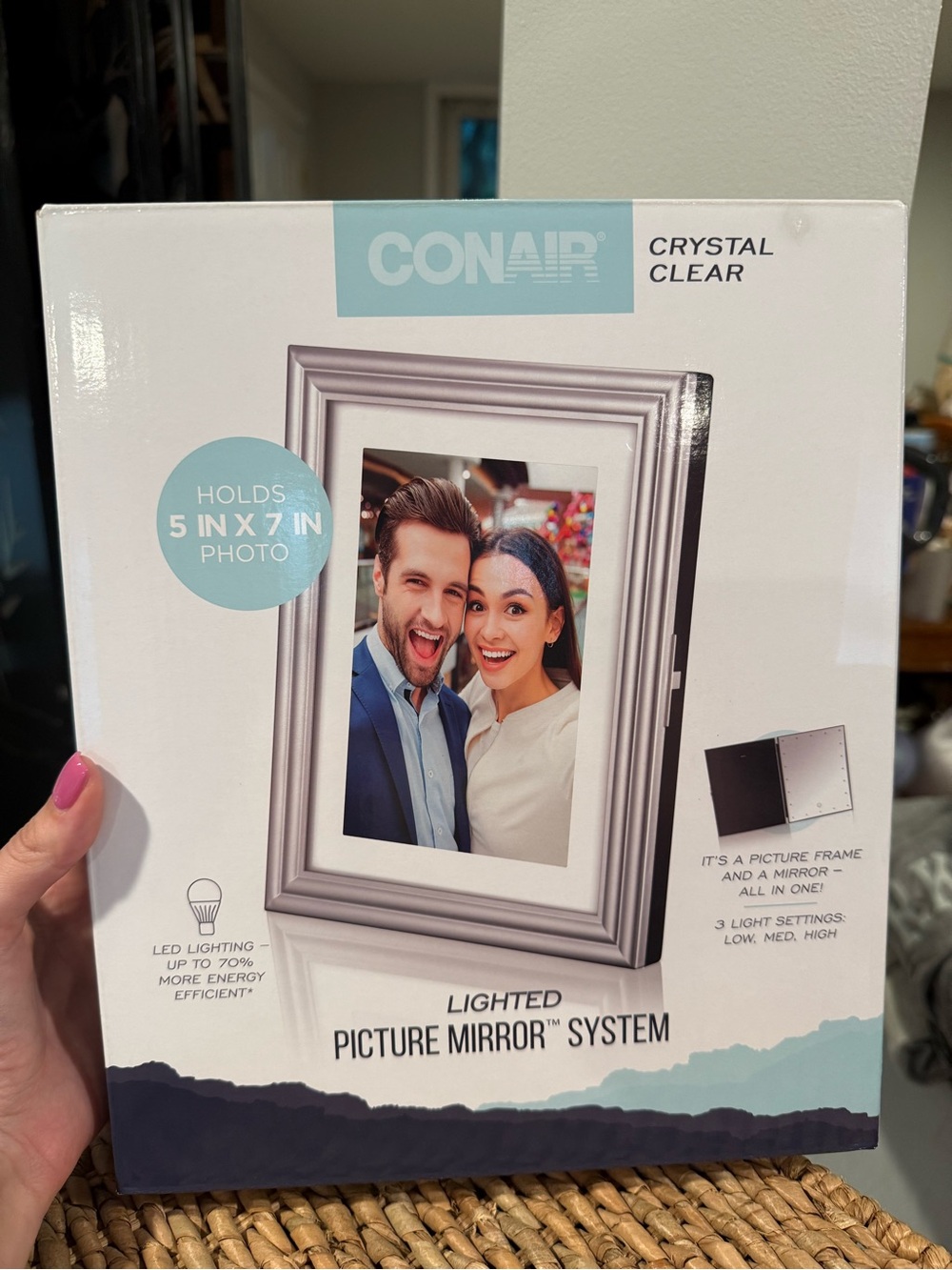 Conair Crystal Clear Lighted Picture Mirror Frame in Silver